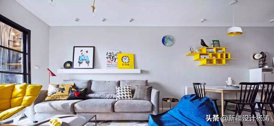 混搭风餐厅装修设计案例,客餐厅相连新中式风格装修实景