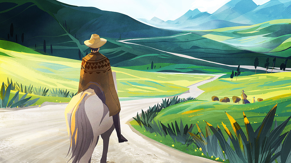 两个人的旅行,两个人的插画