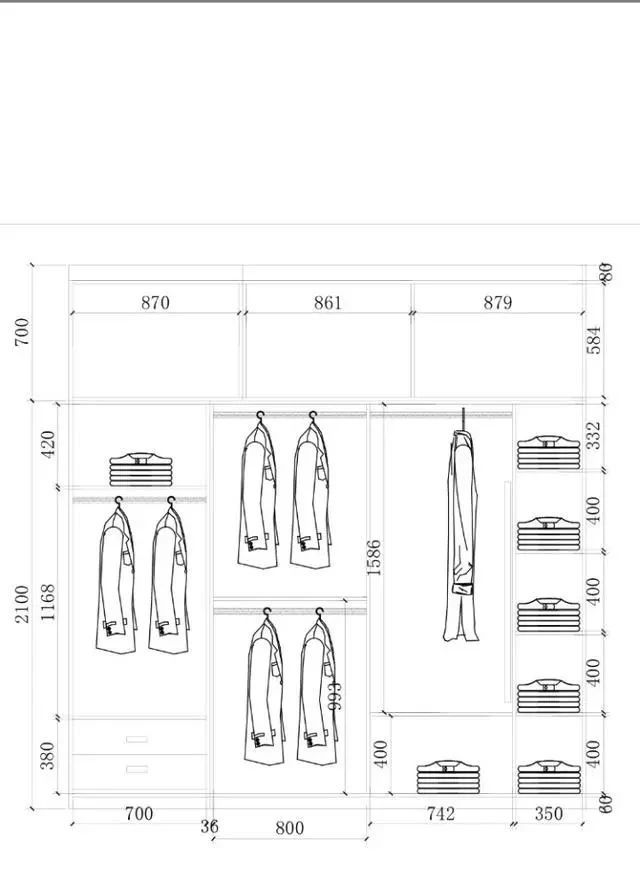 1.3米衣柜格局设计图,1米3衣柜布局设计