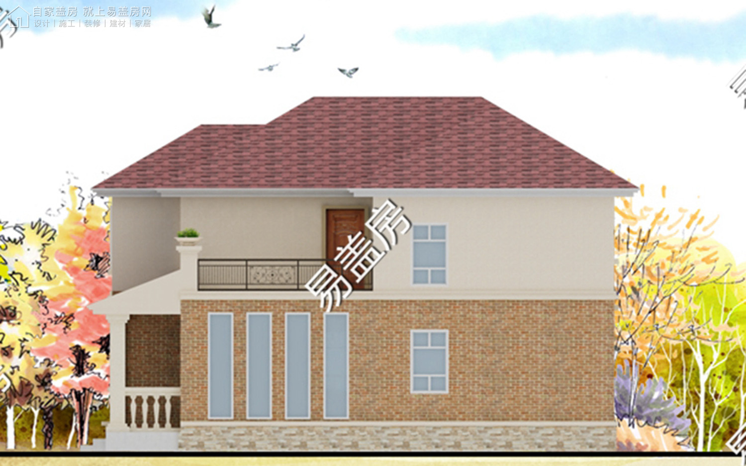 宽9.5米进深11米别墅,开间9.3米进深11.5米布局