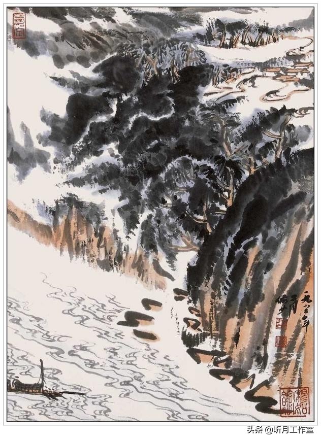 陆俨少山水画教学视频雁荡山写生,杨宝杰老师陆俨少大幅山水画鉴赏