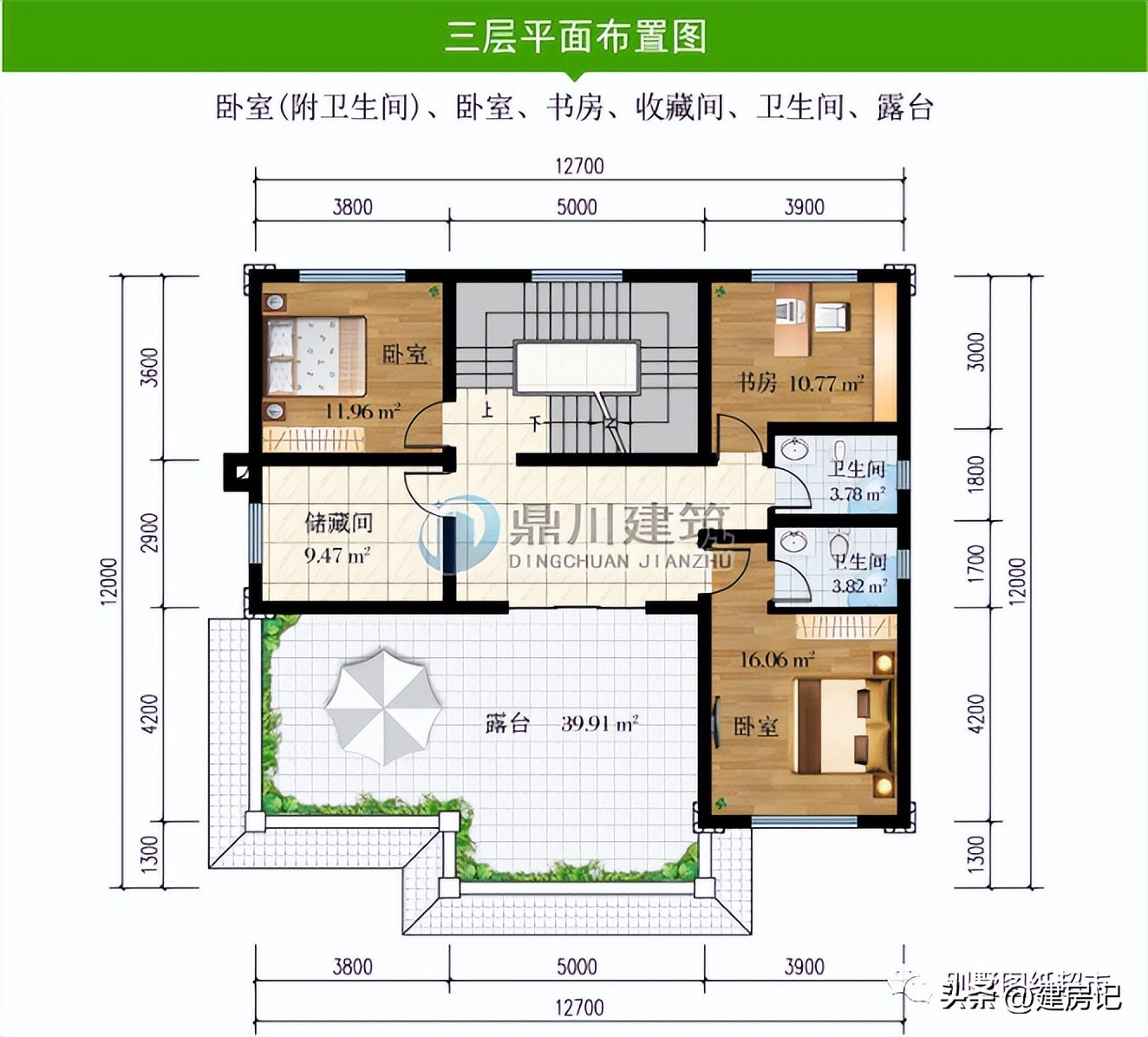 新中式风三层超大露台的别墅外观,推荐一款经济又实用通透三层别墅