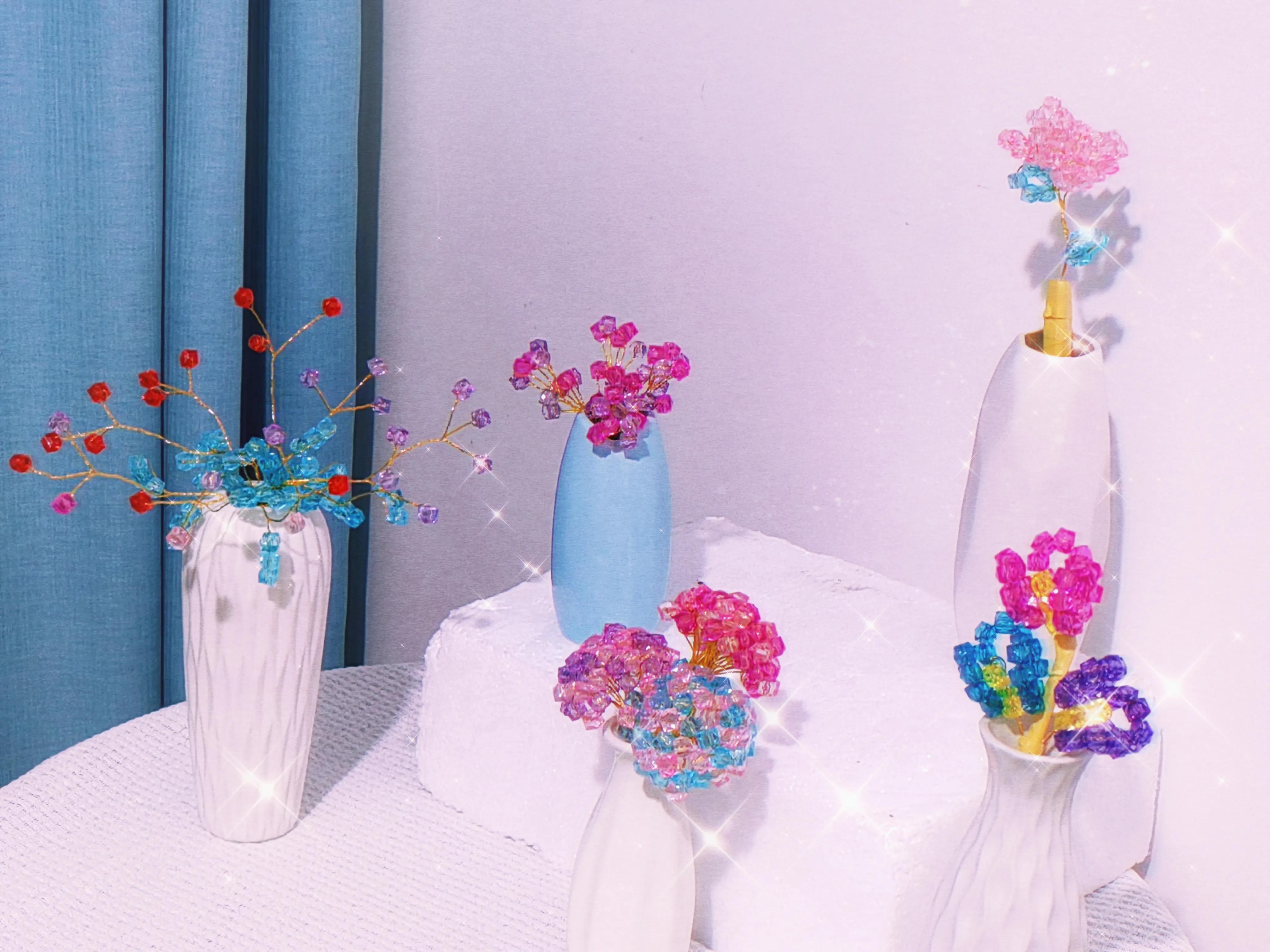 手工串珠花图片,手工串珠花样图片花瓶