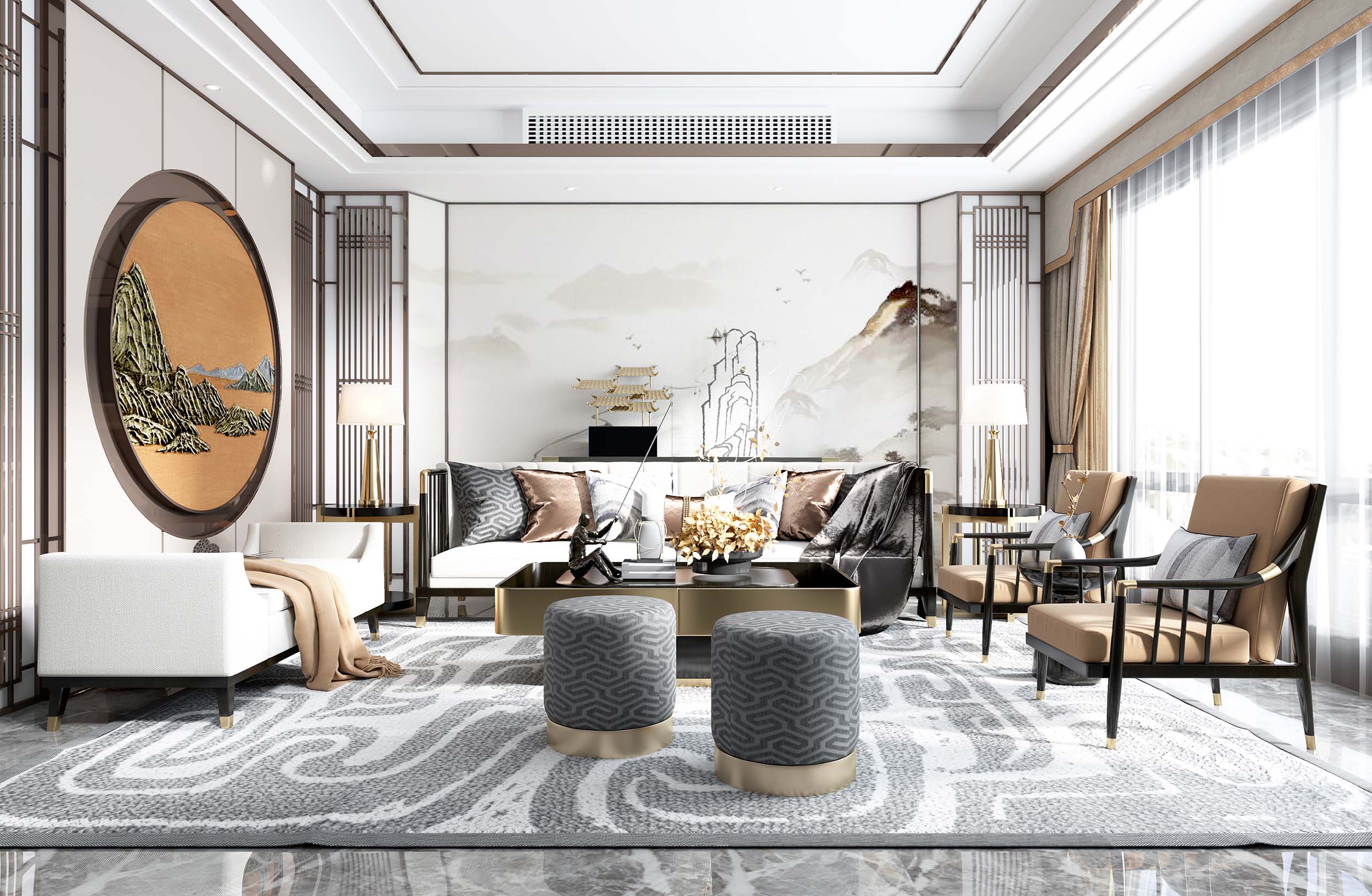 30款客厅吊顶图片,简装吊顶客厅效果图