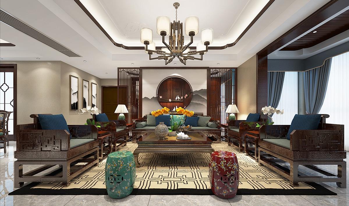 别墅设计中式装修风格效果图,新古典风格别墅装修设计元素详解