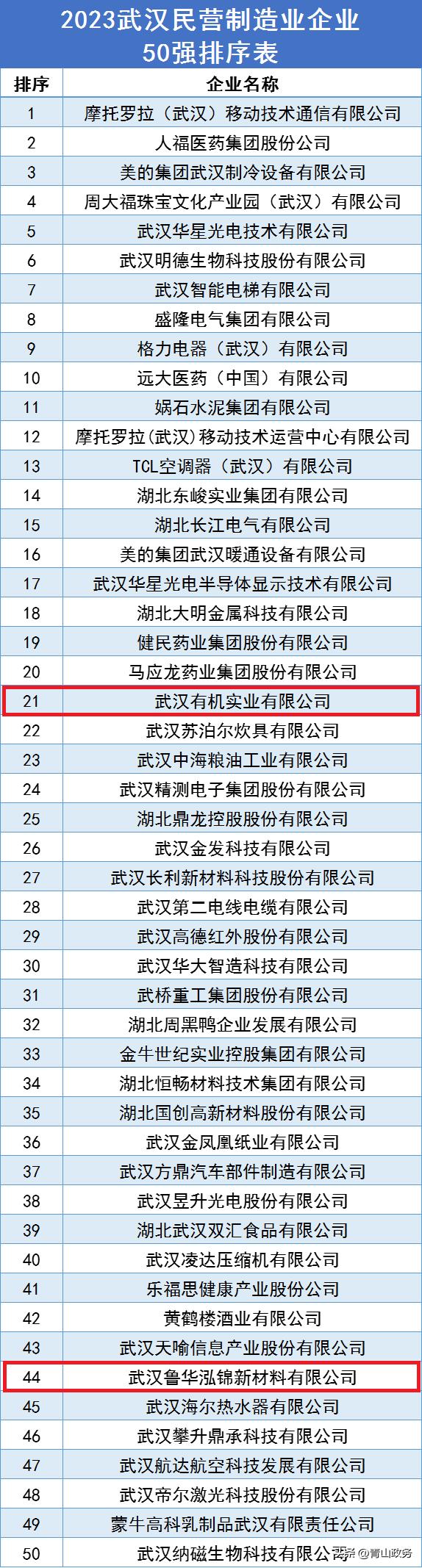 武汉民企百强一览,武汉十大民营企业排名