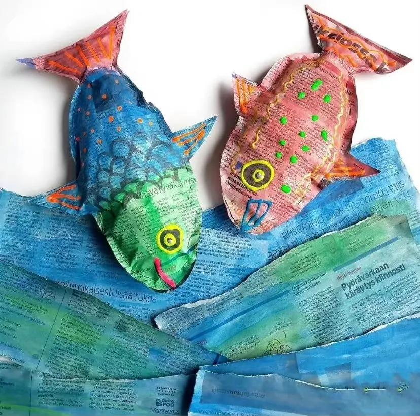 报纸小动物手工图片,纸箱画手工制作动物