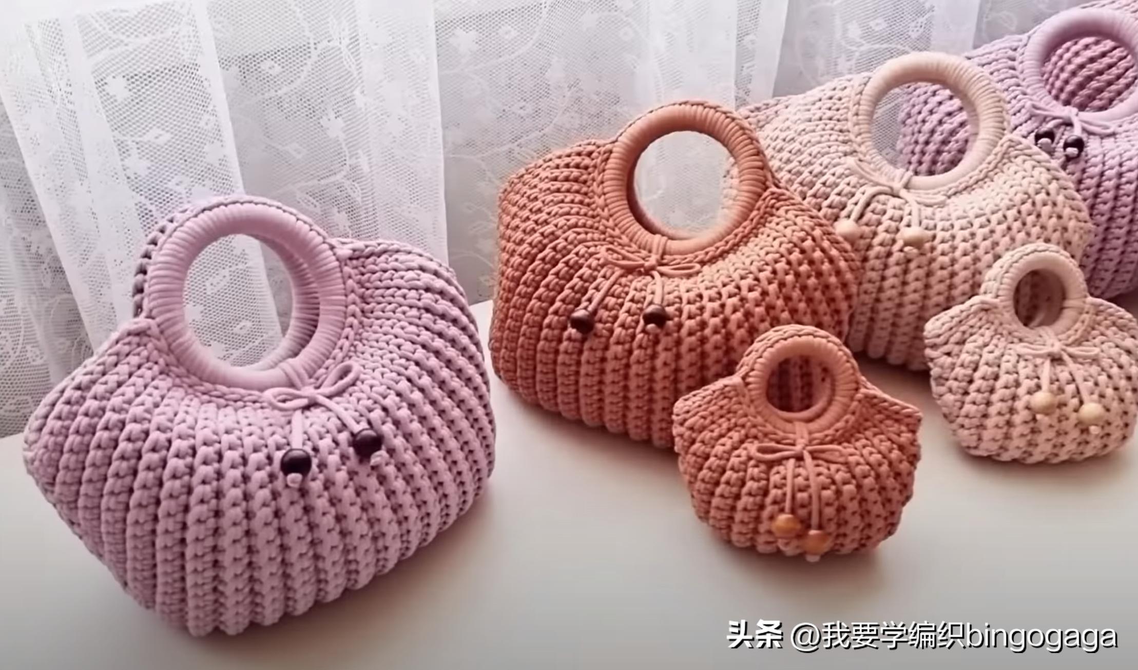 听说你想学习这款包包的钩法，罗纹环柄包教程，外表简约有型有款