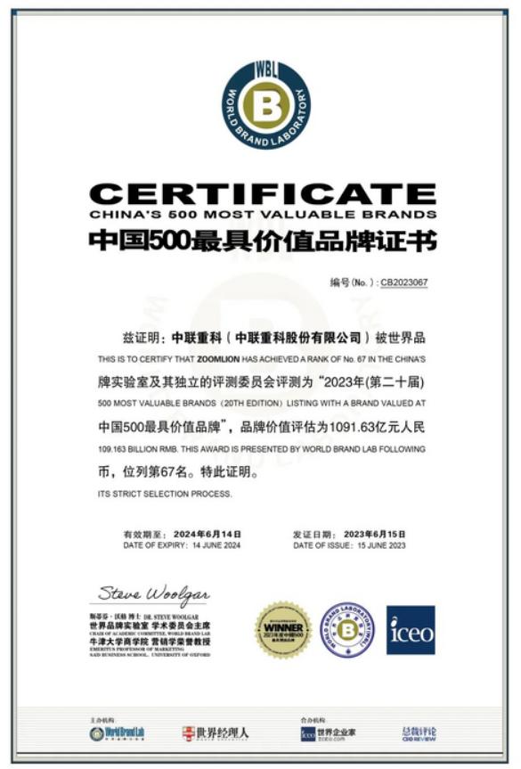 中联重科500价格表,中联重科的辉煌发展征程