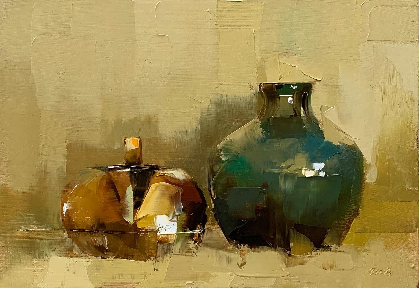 大色块静物油画,油画静物花卉色块