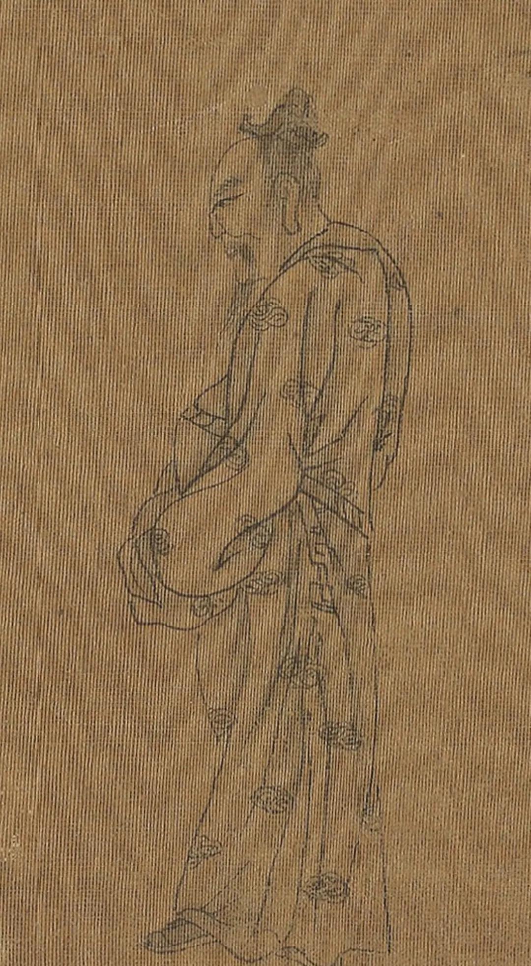 白描十八罗汉图片高清大图,清李公麟白描十八罗汉图