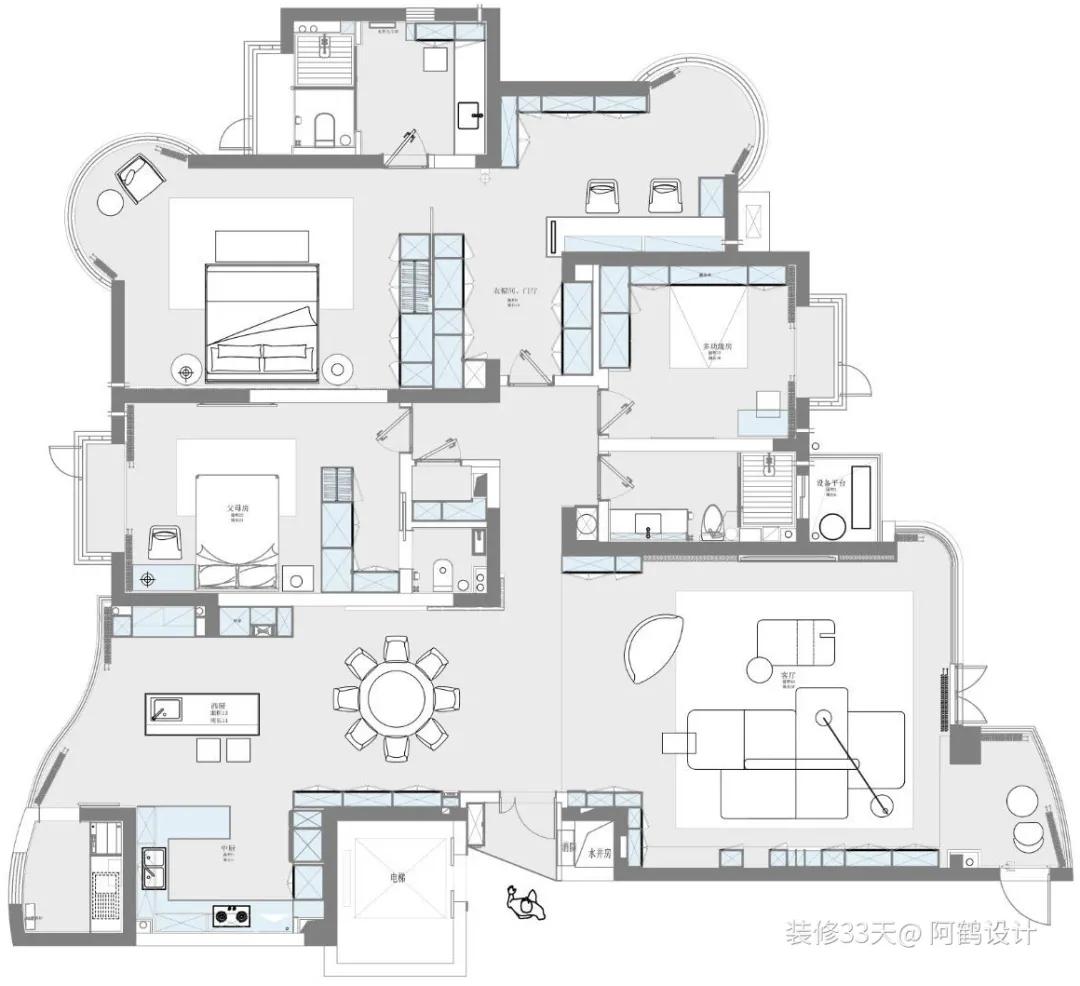 世茂九溪墅五期190平湖景大平层,大平层现代轻奢200平景观