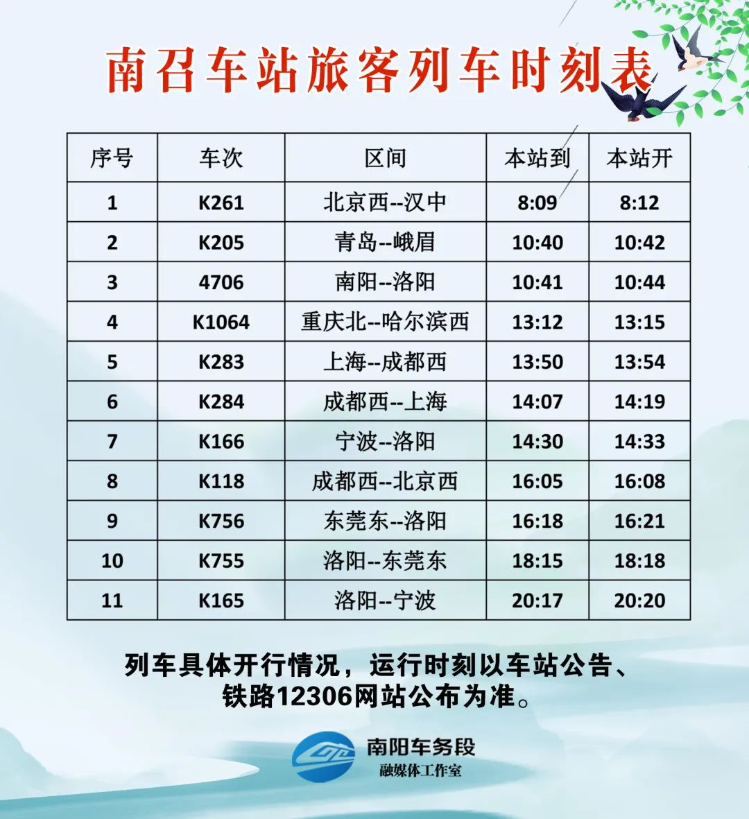 南阳车站最新列车时刻表,南阳车务段最新视频