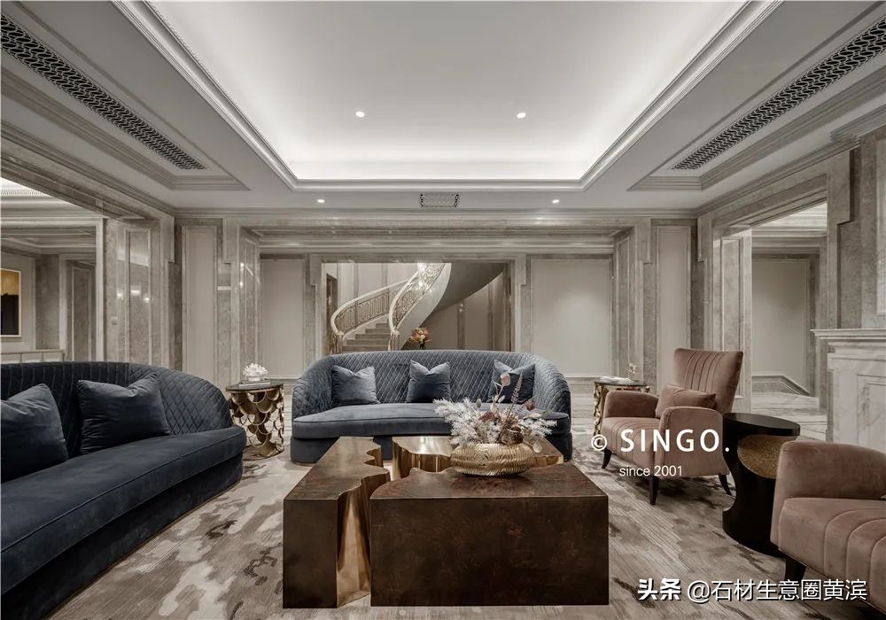 法式轻奢别墅大理石什么颜色好看,大理石法式轻奢