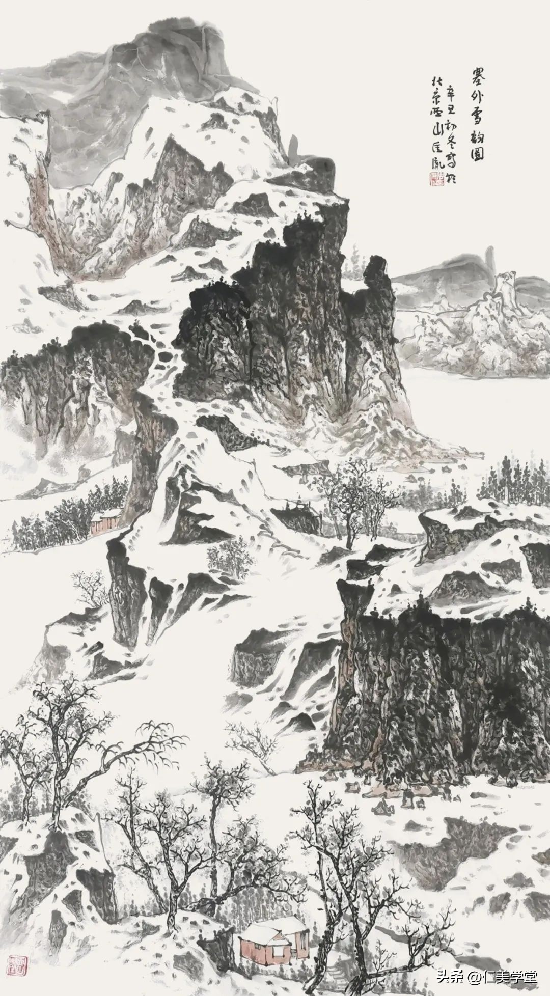 冬日雪景画法,冬季雪景松树的画法