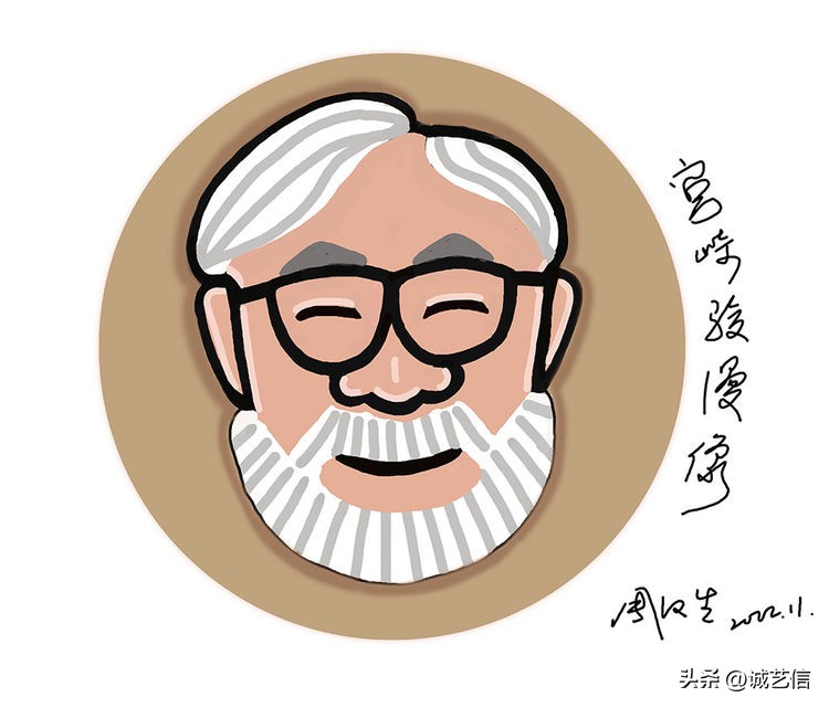 动画大师宫崎骏肖像漫画
