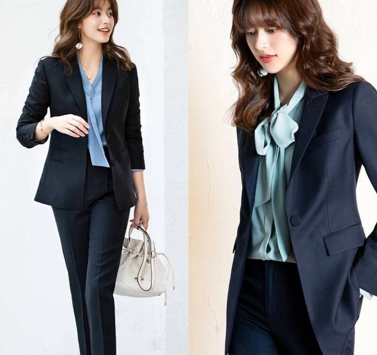 秋冬气质西装内搭衬衣,长款小西装内搭什么样的衬衫