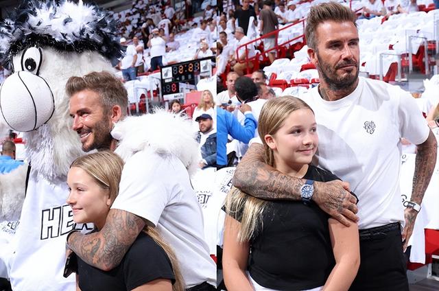 贝克汉姆小七公主长大了,贝克汉姆带女儿小七看nba比赛