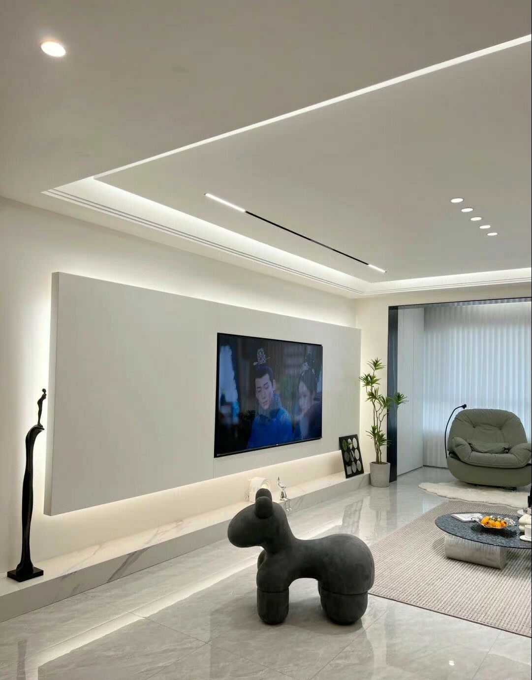 现代轻奢无主灯装修风格102平米,125平轻奢风格黑白灰装修效果图