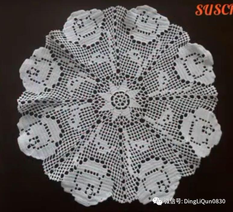针织钩花小桌布,毛线编织钩花桌布图案