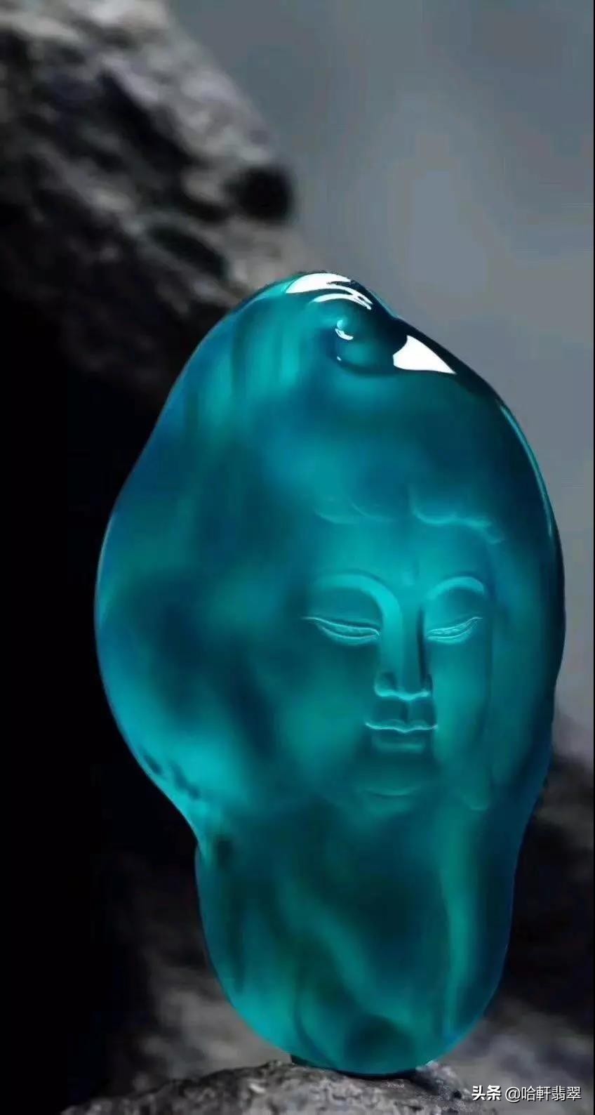 翡翠蓝色妖姬,翡翠原石蓝色妖姬