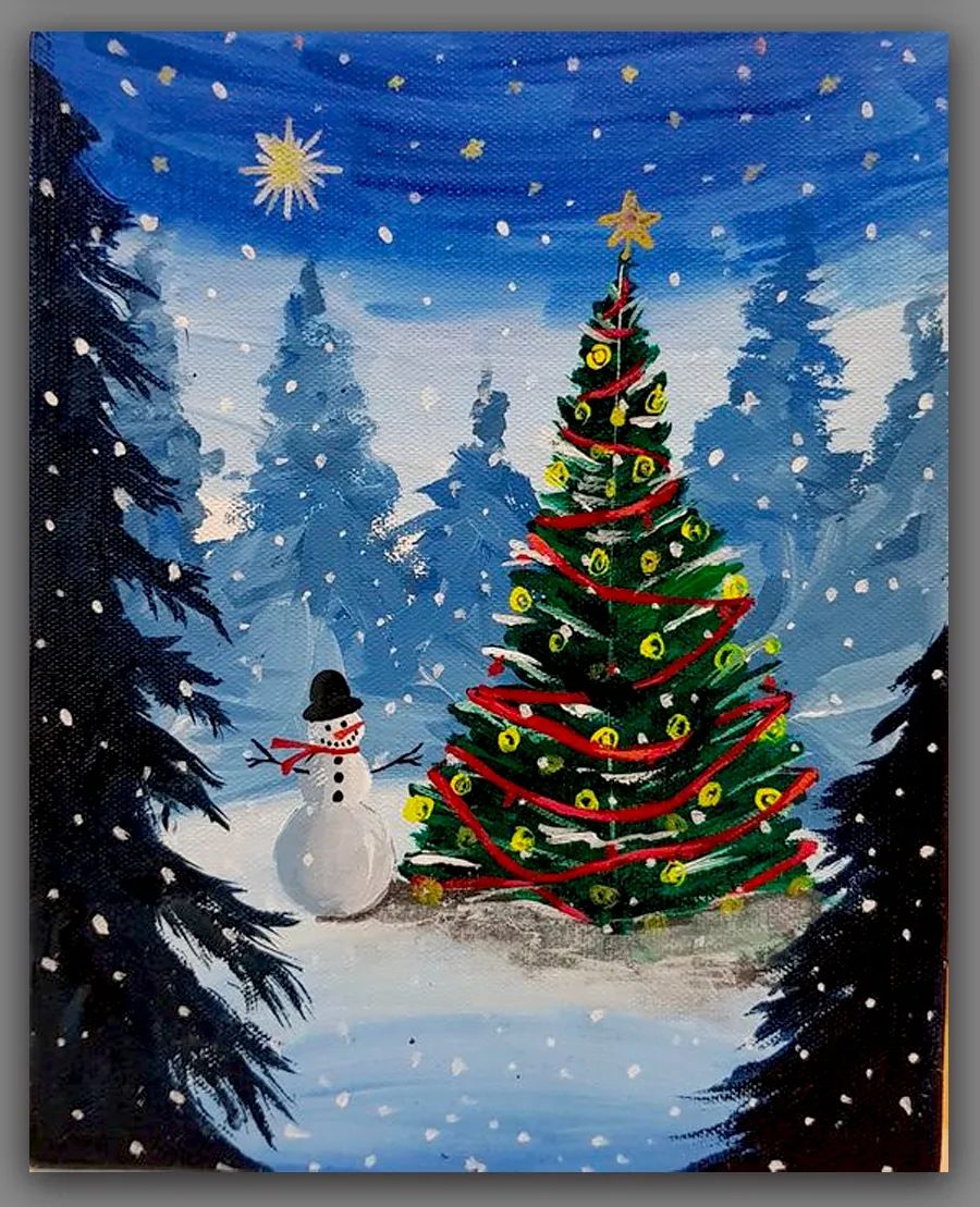 水粉画冬日初学简单雪人,冬日水粉画课件儿童6-12岁