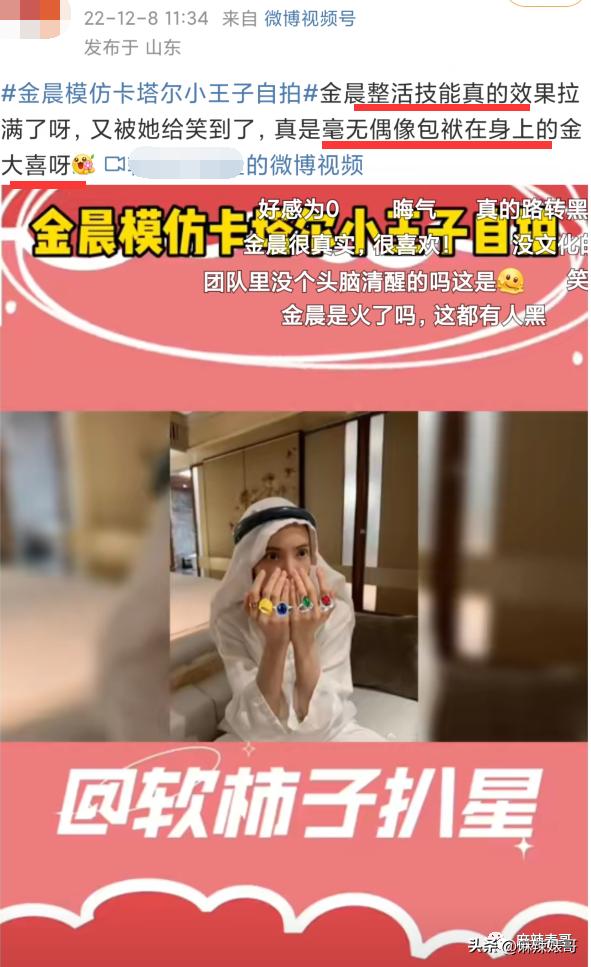 金晨模仿卡塔尔小王子自拍,金晨模仿卡塔尔王子自拍引热议