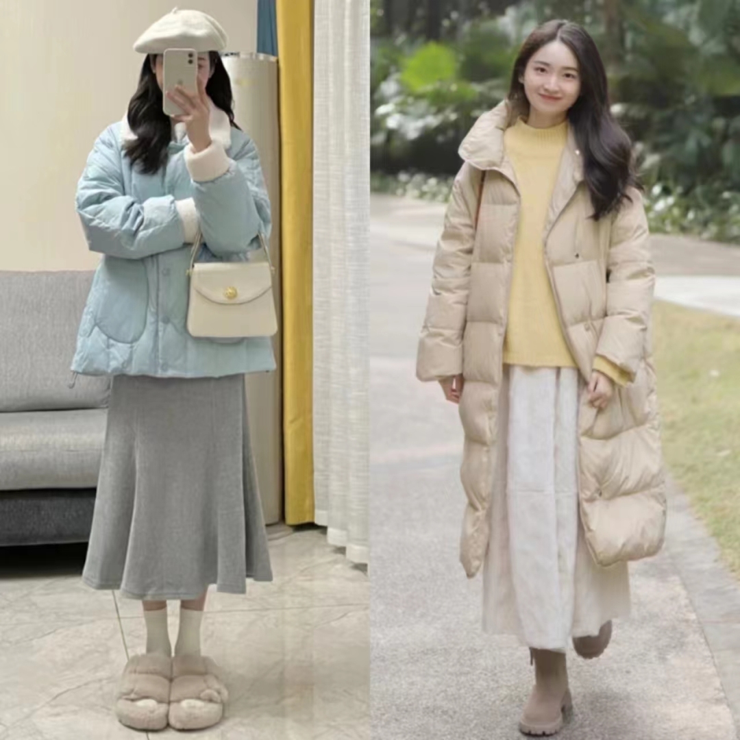 中款羽绒服配裤子好还是裙子好,羽绒服配裙子怎么搭配好看
