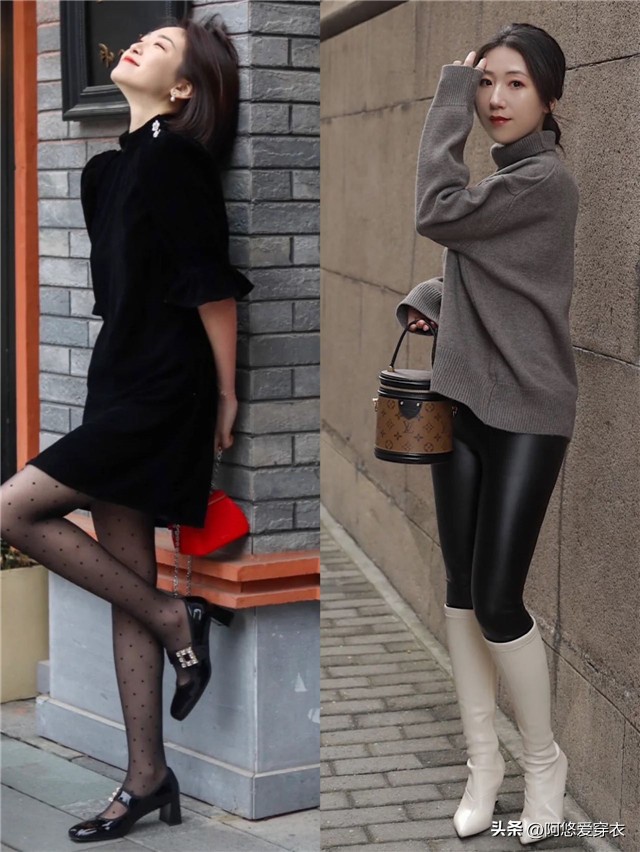 开春穿搭女连衣裙大码,文艺风连衣裙搭配打底裤