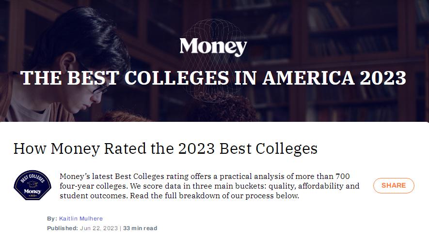 美国最新大学排名2023,2023美国院校入学最难的十所大学