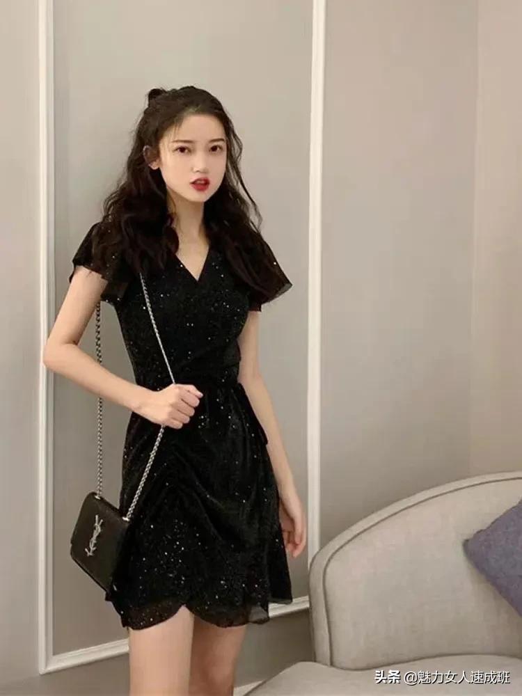 矮个子微胖连衣裙遮肚带口袋,微胖妹妹连衣裙显瘦遮肚子中长款