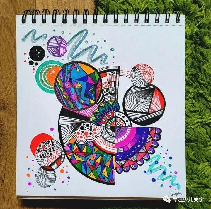 创意素描线描几何形体,线描画创意画优秀作品8级