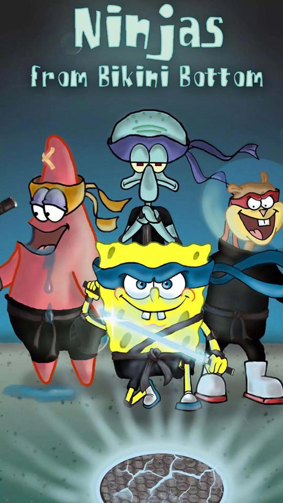 海绵宝宝抓水母壁纸,海绵宝宝与派大星抓水母的壁纸