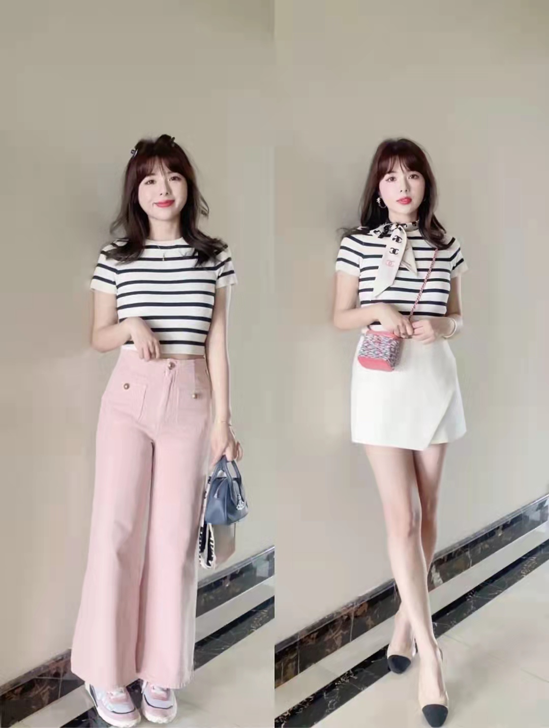 黄色短款短袖搭配什么下身好看,宽松短袖搭配什么下身好看