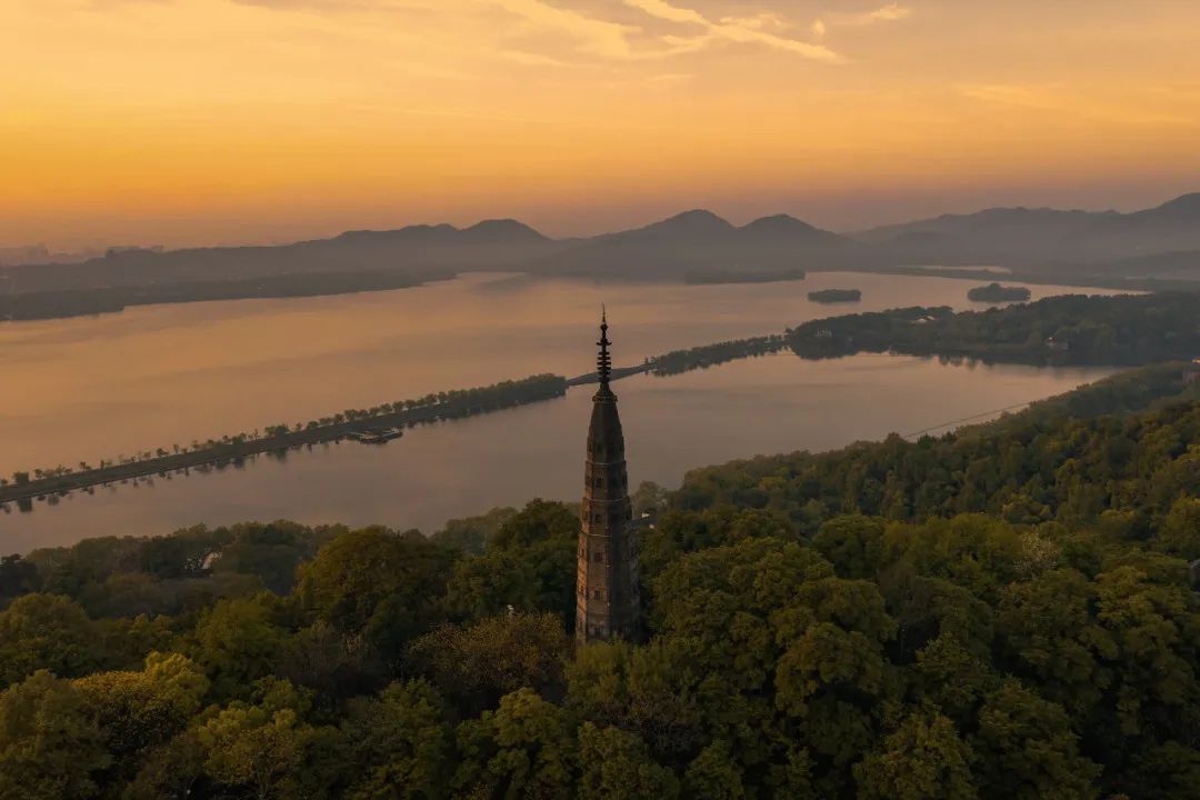 西湖落日最佳观景地,杭州落日景点推荐图片欣赏