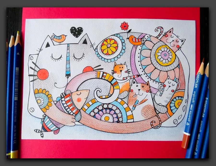 一眼让人惊艳的彩铅画,100幅适合零基础的彩铅画