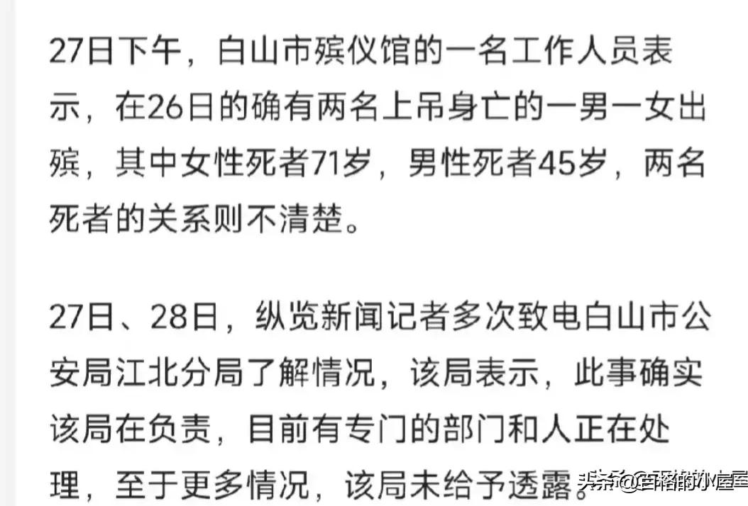 吉林省白山市北山公园上吊事件,吉林白山母子上吊事件后续