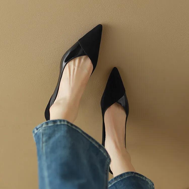 高跟鞋女拼接高级感,玛丽珍粉色拼接高跟鞋