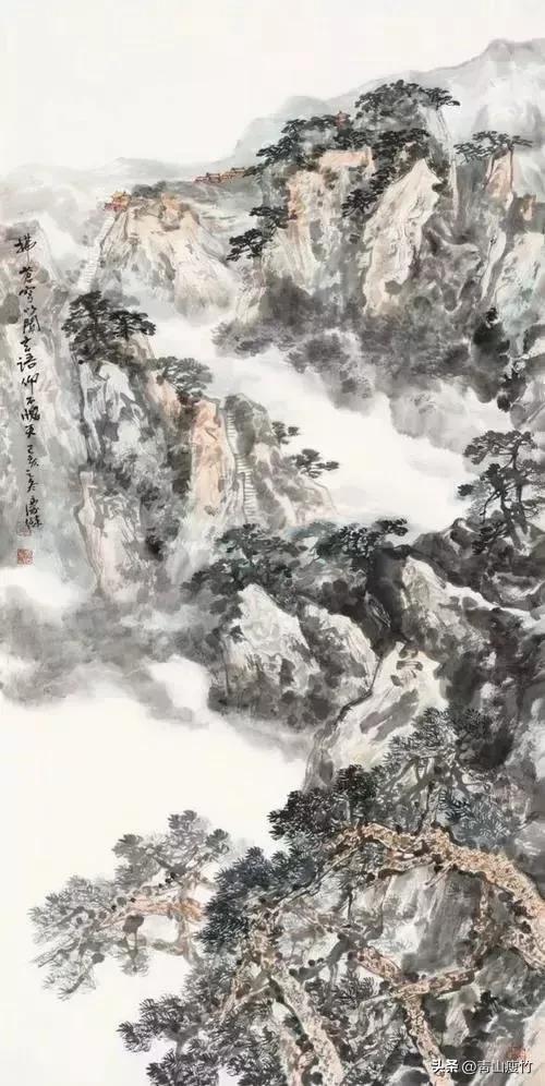 竖幅山水画图片大全精品,陈学良山水画精品欣赏40幅