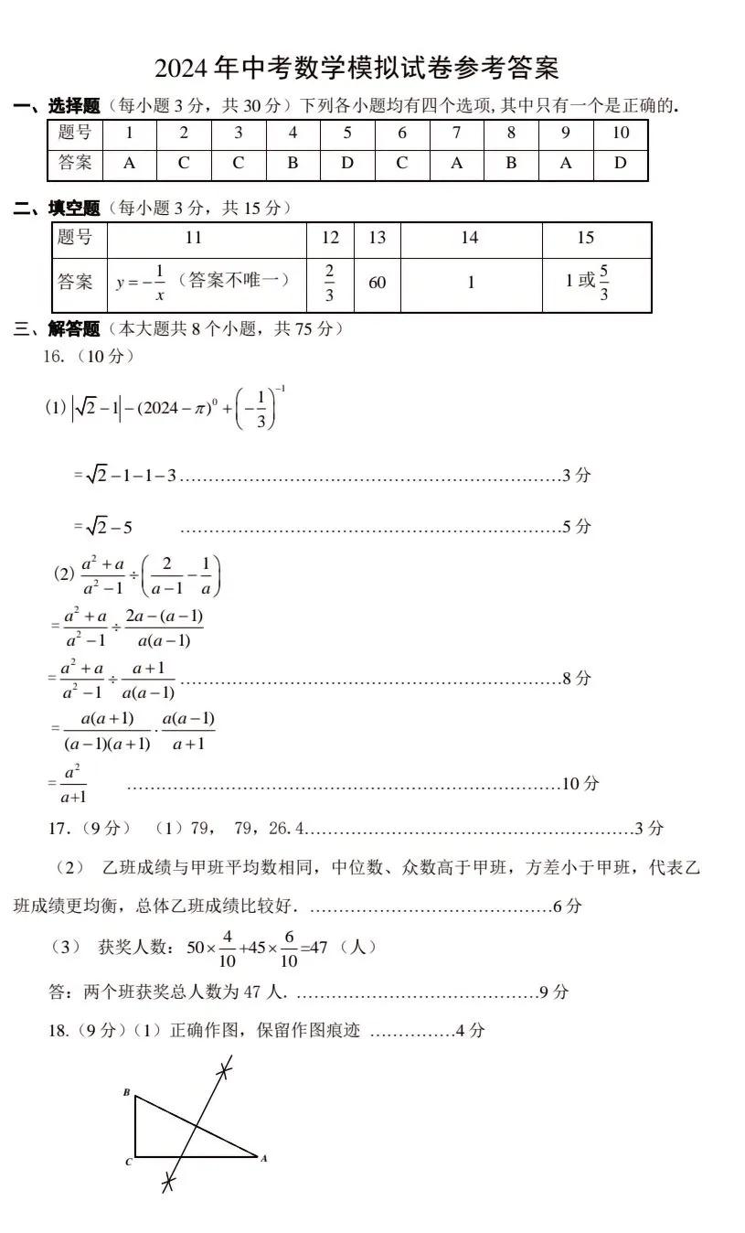 河南省实验中学二模数学的第23题,河南省2024年中招数学试题难度