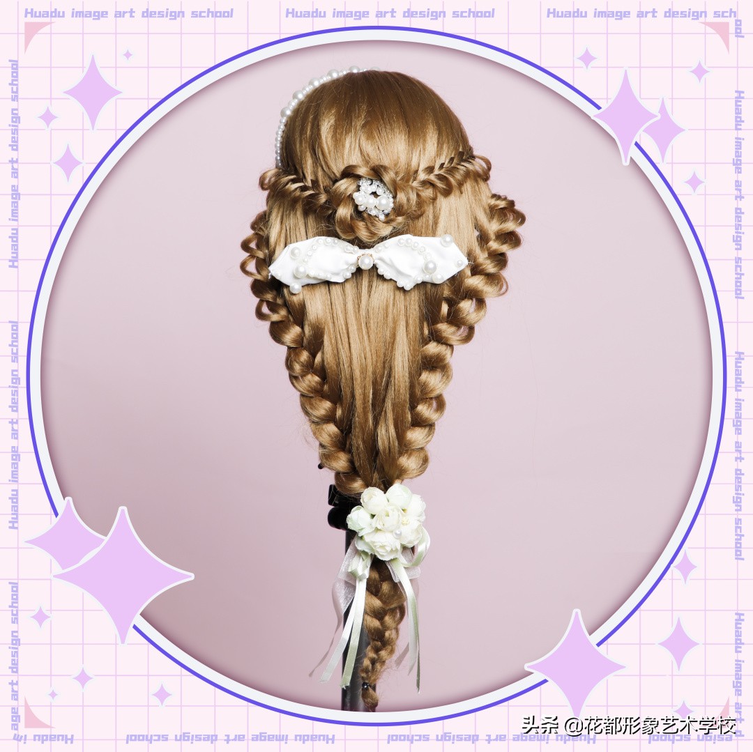 唯美学生编发教程,学化妆学美甲来花都