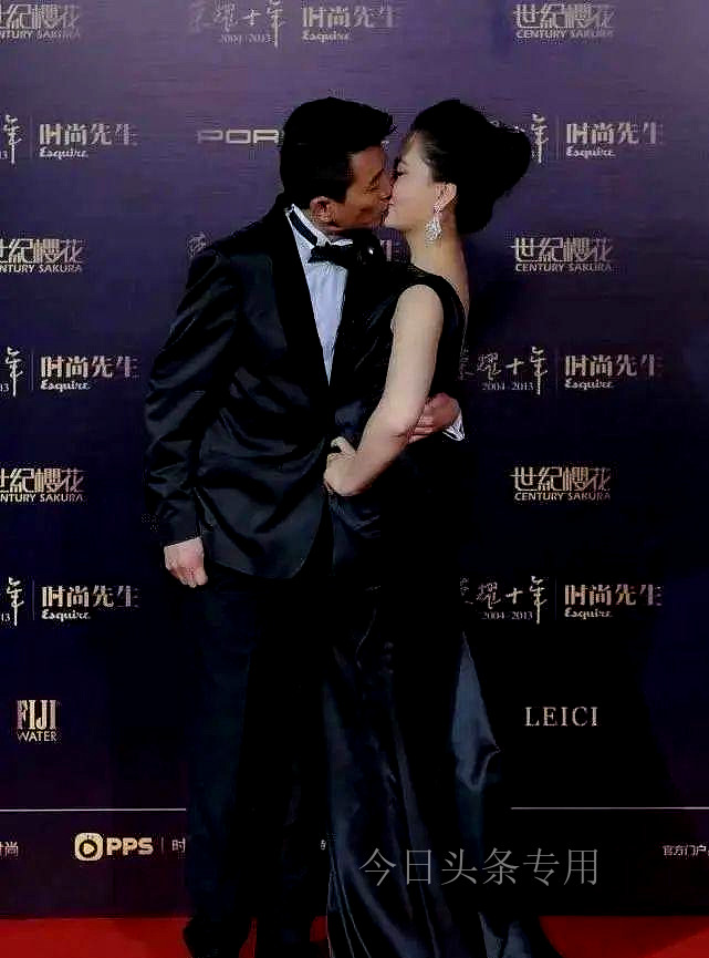 孙茜真高调穿露背裙带老公一起走红毯，老夫老妻又搂腰又亲吻
