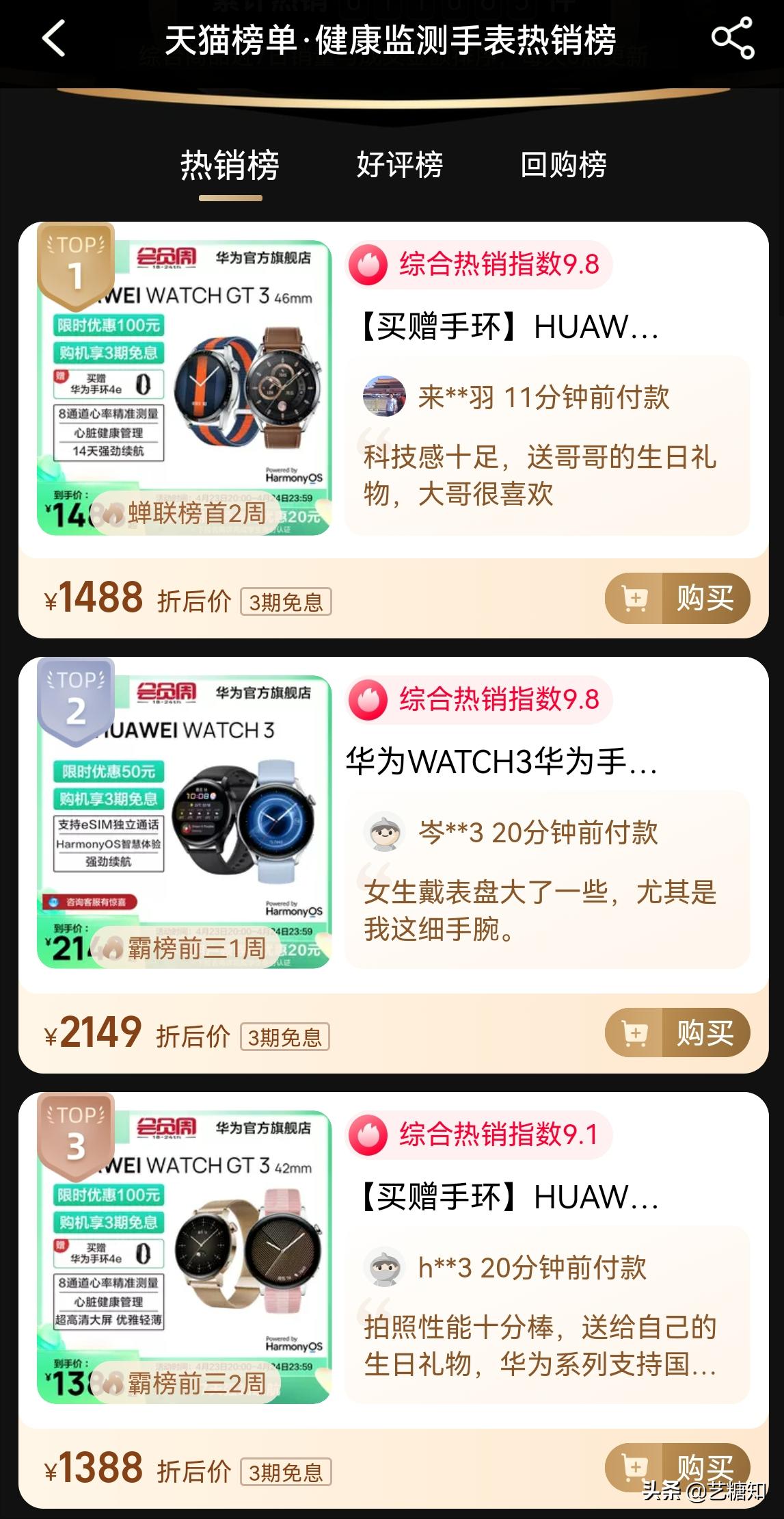 天猫智能手表销量排名,天猫手表品牌销量