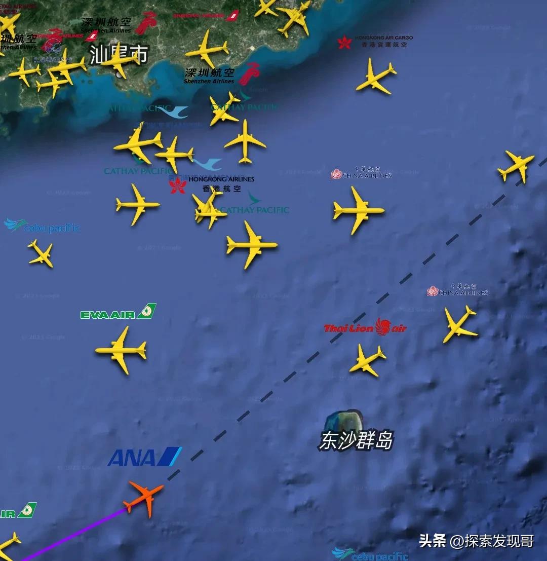 刚刚，5月28日10点03分，海南岛东部发现一架泰国飞日本飞机