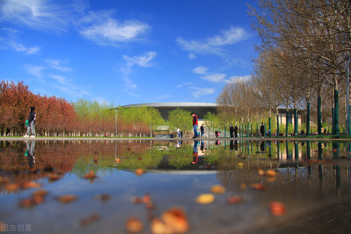 海河教育园湿地公园11月份,海河教育园区湿地公园国庆氛围