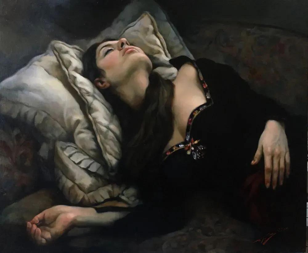 一幅很美的全是女孩子的油画,学院派油画欣赏女孩