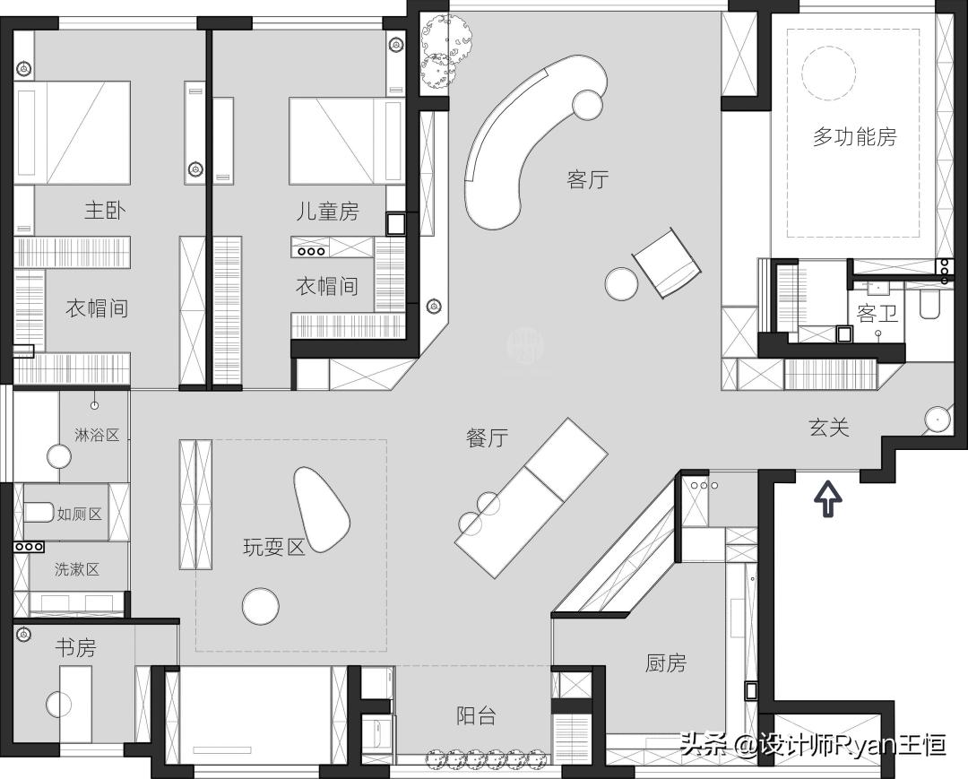 230㎡高质量亲子宅：拆掉一间房，打造超大陪伴式亲子空间