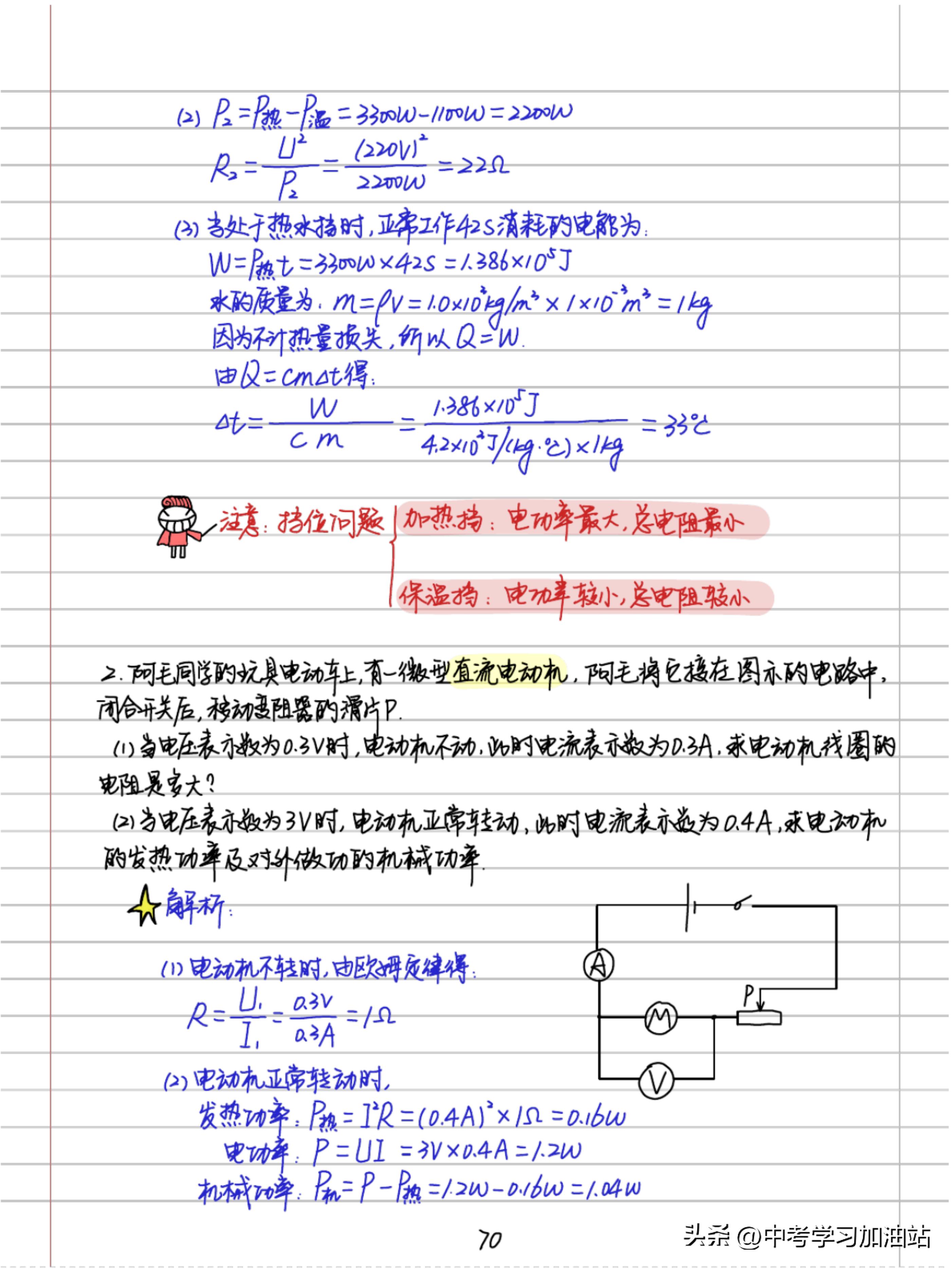 中考状元物理压轴题笔记完整版,物理好老师初中物理彩色学霸笔记