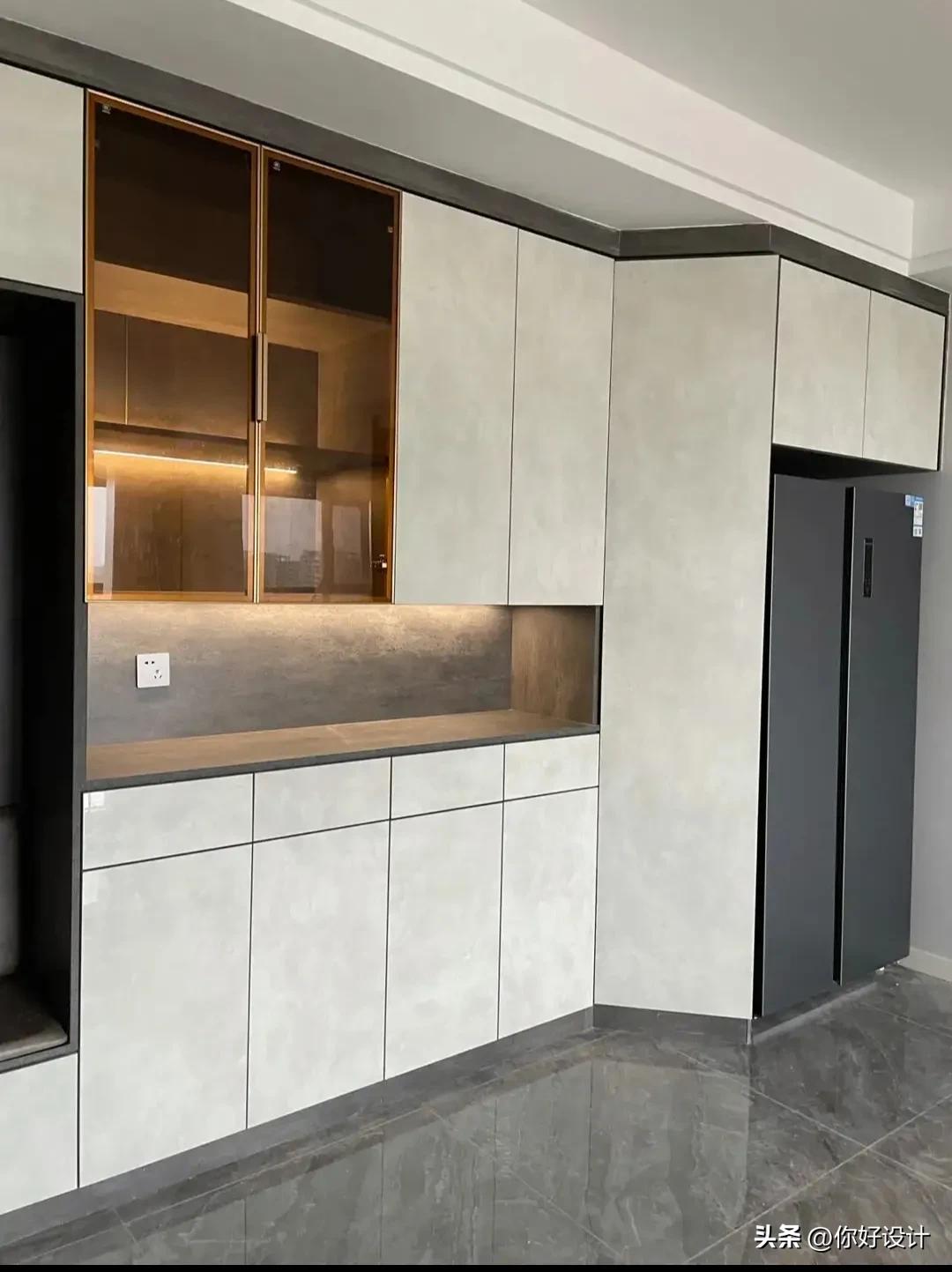 斜角冰箱柜子高级设计,冰箱柜设计效果图大全