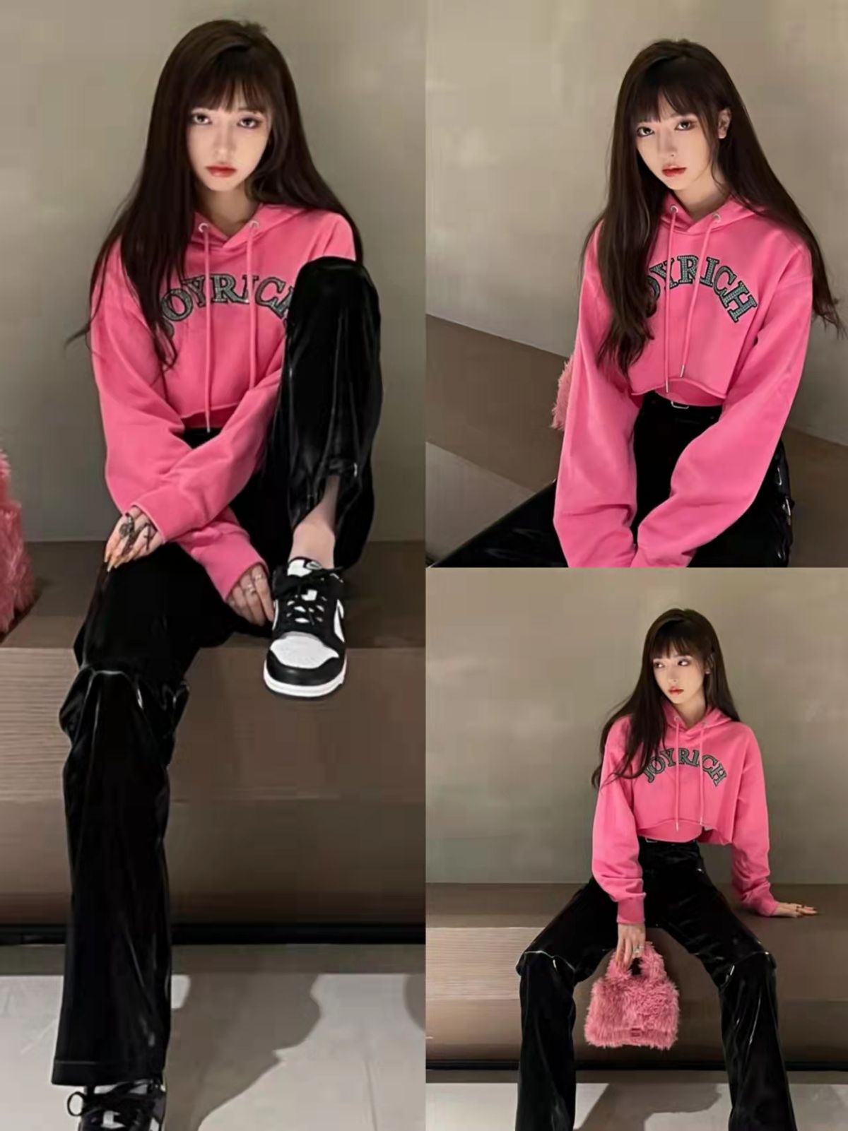 甜系穿搭粉色,粉色系甜酷系穿搭